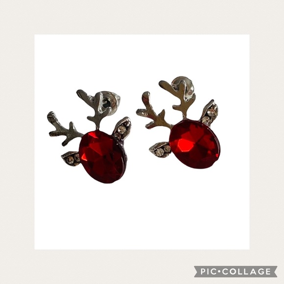 NEW HP Holiday Red Rhinestone Reindeer Earrings - Picture 4 of 4